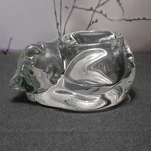 Glass cat votive candle holder